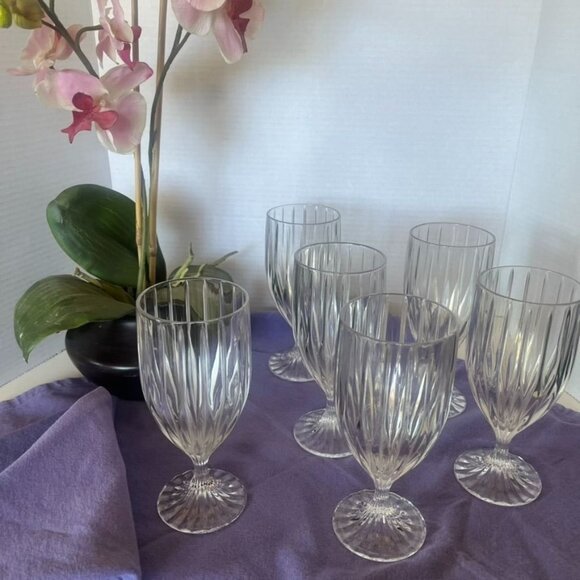 Mikasa Park Lane Set Of 6 12 Oz Iced Tea Glasses Blown Glass Ribbed Crystal - Picture 1 of 7